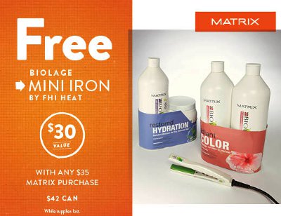 specials, free, Biolage Travel Set , bogo, Biolage, MC Hot Stop Style Primer, Shampoos & Conditioner